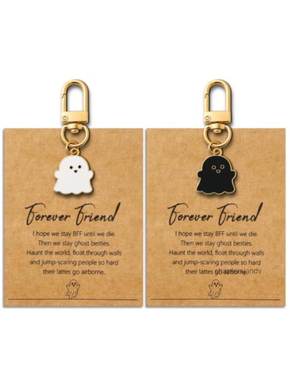 Ghost Keychain Set Best Friend Birthday Gift Enamel Stainless Steel